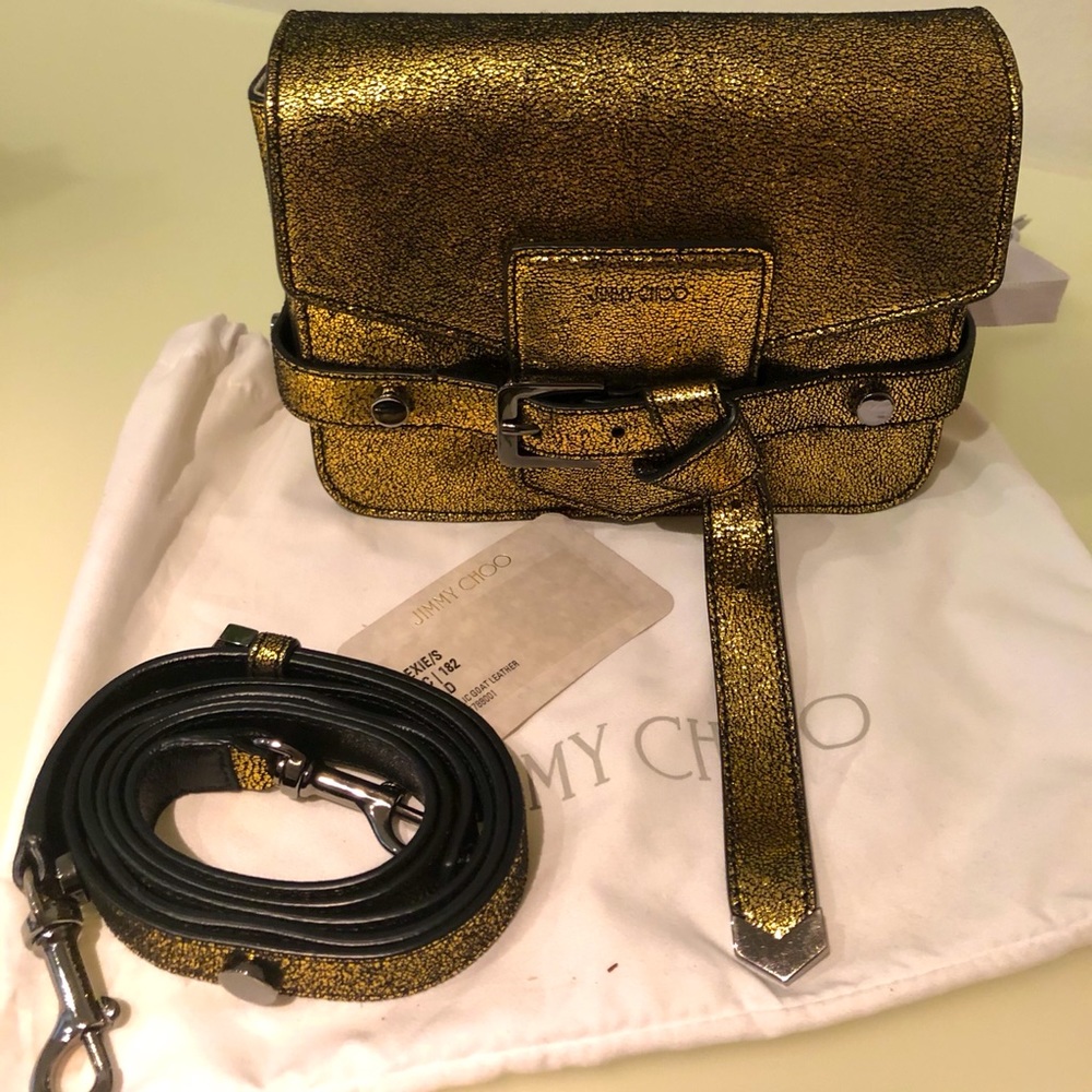 Jimmy Choo Lexie metallic gold goat skin leather